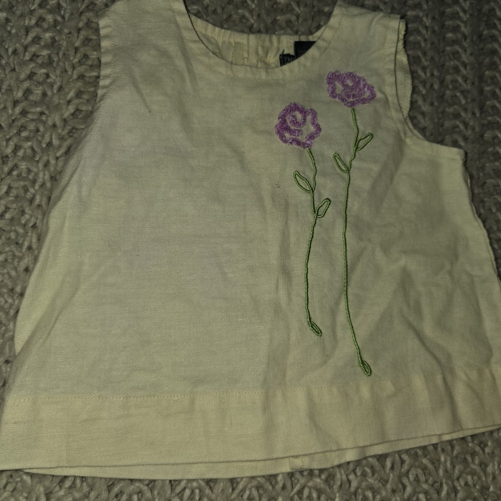 The Children's Place Vintage Yellow Linen Embroidered Pc Outfit Size 12 Months - Picture 3 of 13